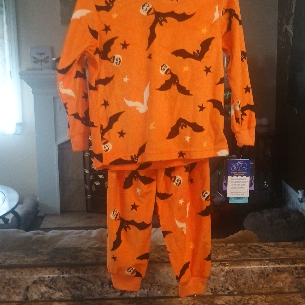 Carter's Orange and Black Halloween  Pants And Shirt Two-piece PJs New